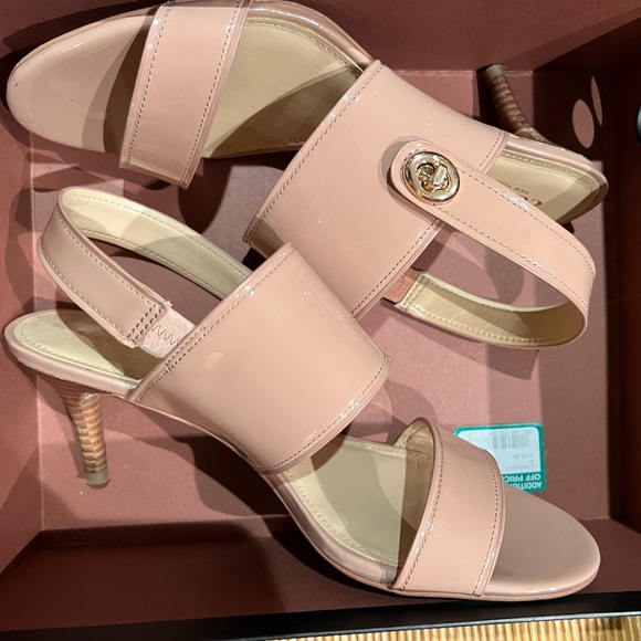Coach Shoes Coach Womens Pink Patent Leather Heel W Gold Buckle